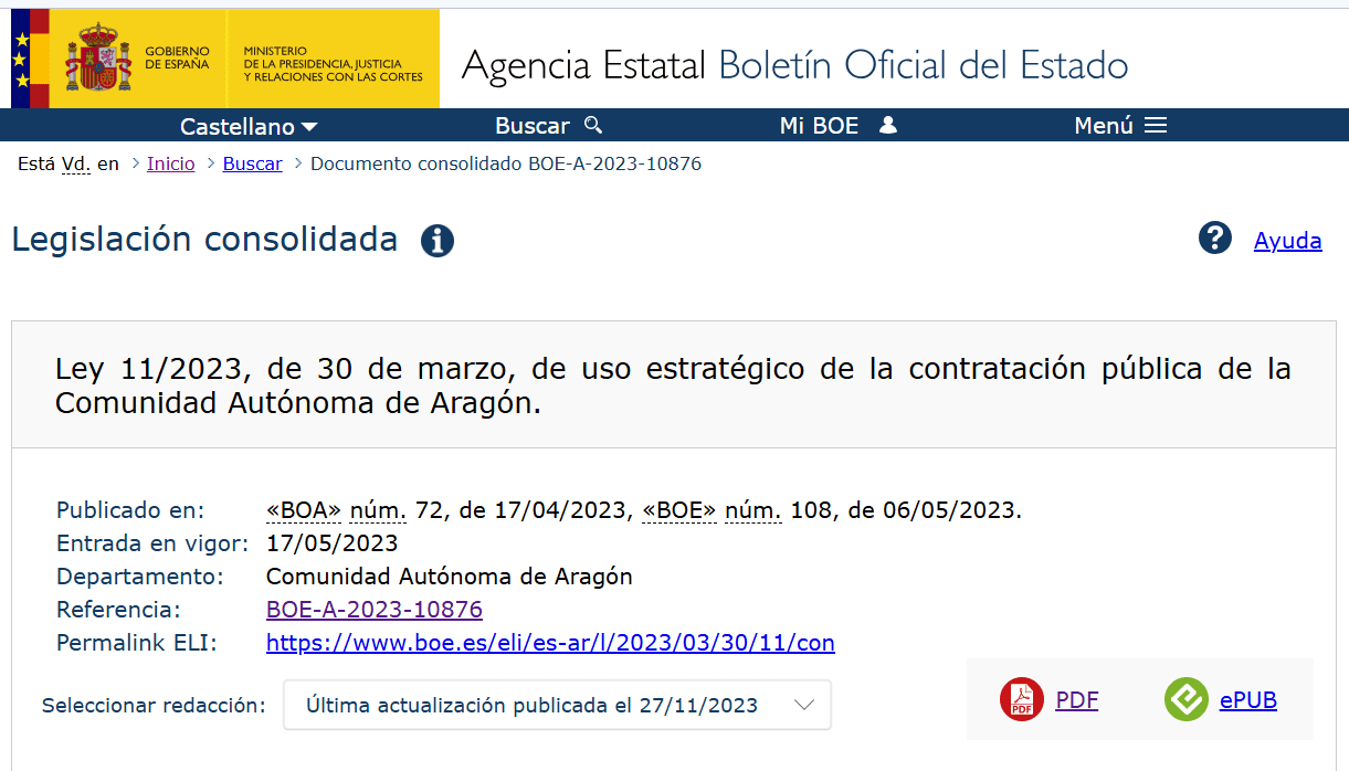 ley contratos aragon